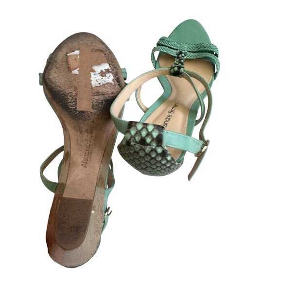 ALEXANDRE BIRMAN Mint Green Cork Wedges Sandals Size 37 / US 7 - Picture 5 of 7